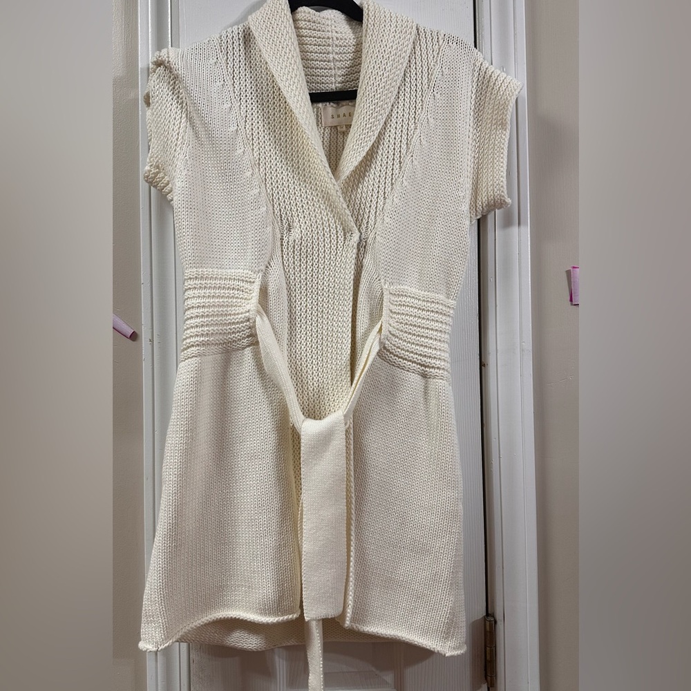 Shae Cream Knit Sleeveless Cardigan/mini dress M pit to pit 18 (mix 6)